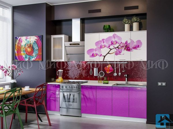 Кухня Орхидея (фиолет) фотопечать МДФ 2,0м (м)