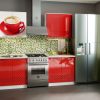 Кухня Волна 3D красная с фотопечатью МДФ (м)